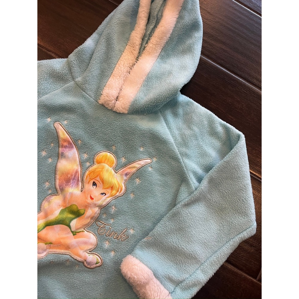 Disney Fairies Tinker Bell Blue Fleece Hoodie Girls Size 6 Pullover